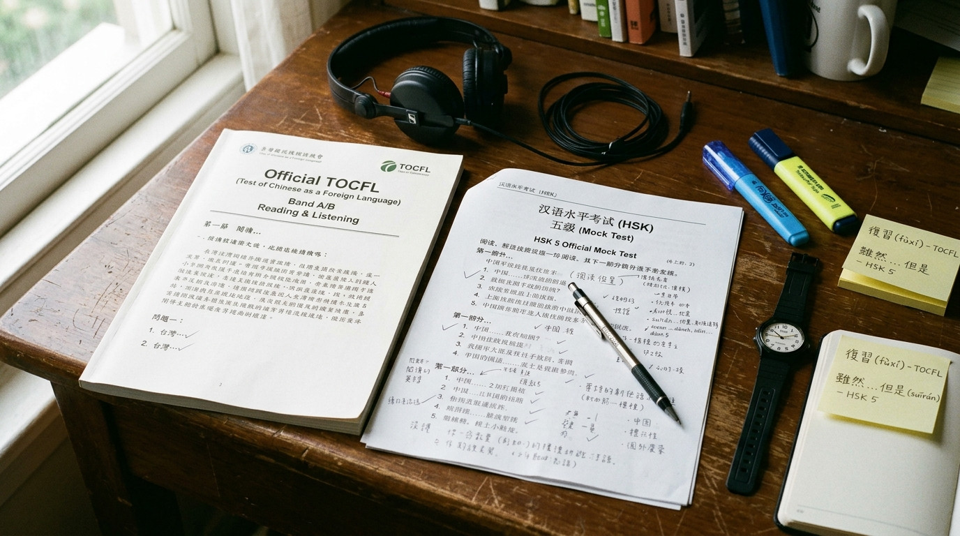 Bộ tài liệu ôn thi chứng chỉ TOCFL và HSK kèm tai nghe luyện nghe và đề thi mẫu